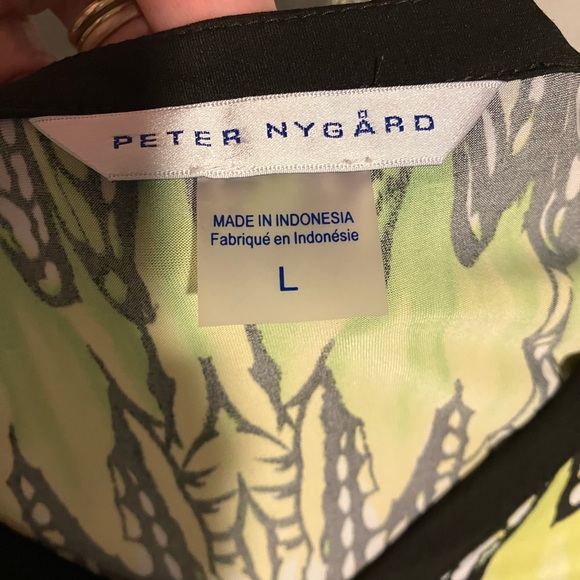 Peter Nygard Colorful Feather Pattern Blouse size Large - Picture 7 of 8